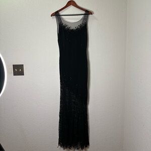 Cache Elegant Black Lace Dress with lots of beading